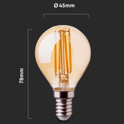 Светодиодная лампочка FILAMENT AMBER P45 E14/4W/230V 2200K