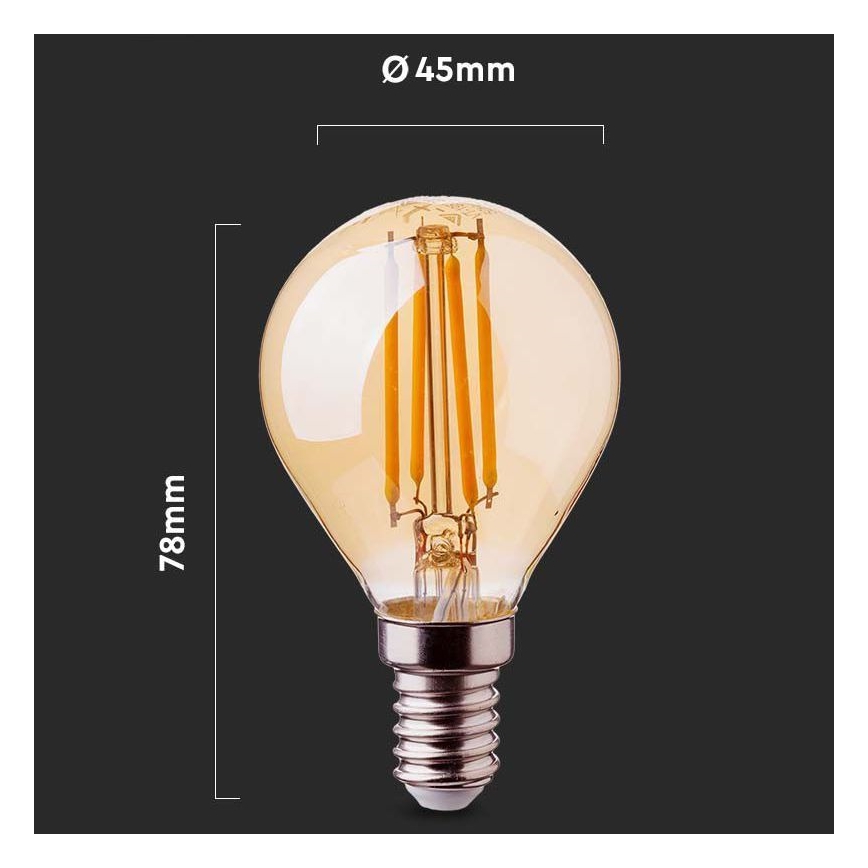Светодиодная лампочка FILAMENT AMBER P45 E14/4W/230V 2200K