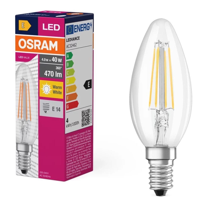 Светодиодная лампочка FILAMENT B40 E14/4W/230V 2700K - Osram