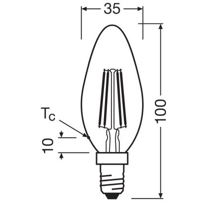 Светодиодная лампочка FILAMENT B40 E14/4W/230V 2700K - Osram