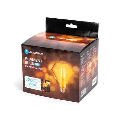 Светодиодная лампочка FILAMENT E27/4W/230V 1800K алмаз - Aigostar