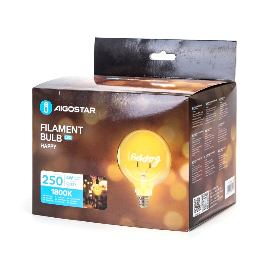 Светодиодная лампочка FILAMENT E27/4W/230V 1800K счастье - Aigostar