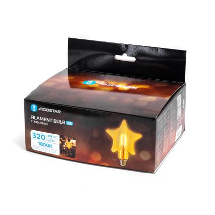 Светодиодная лампочка FILAMENT E27/4W/230V 1800K звезда - Aigostar