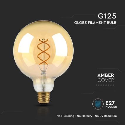 Светодиодная лампочка FILAMENT G125 E27/5W/230V 1800K