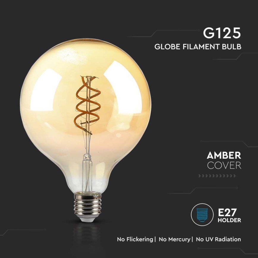 Светодиодная лампочка FILAMENT G125 E27/6W/230V 1800K