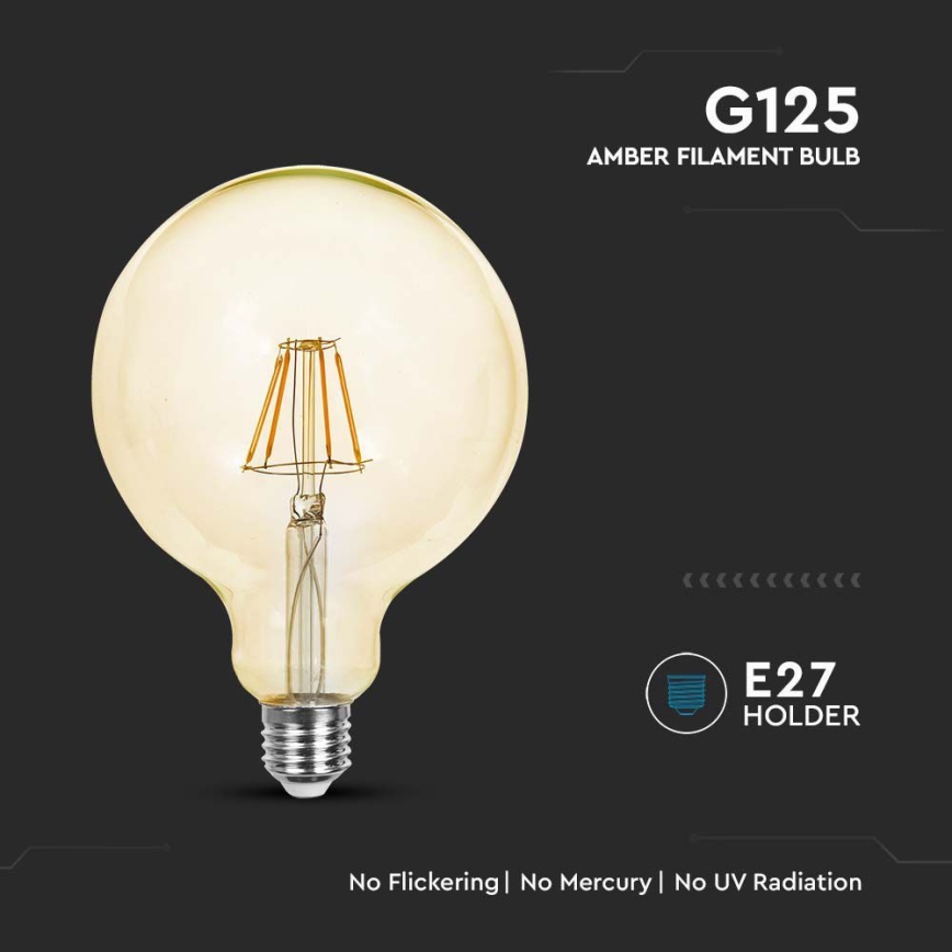 Светодиодная лампочка FILAMENT G125 E27/6W/230V 2200K