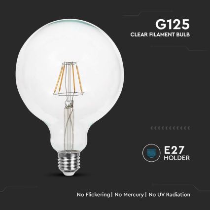 Светодиодная лампочка FILAMENT G125 E27/6W/230V 3000K
