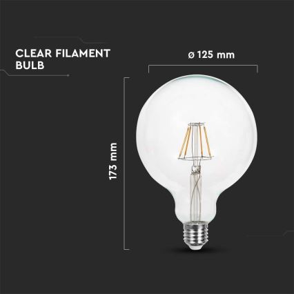 Светодиодная лампочка FILAMENT G125 E27/6W/230V 3000K
