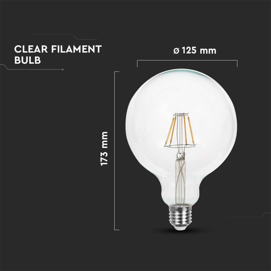 Светодиодная лампочка FILAMENT G125 E27/6W/230V 3000K