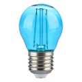 Светодиодная лампочка FILAMENT G45 E27/2W/230V синий
