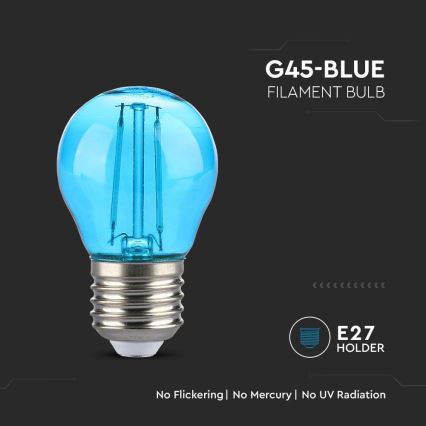 Светодиодная лампочка FILAMENT G45 E27/2W/230V синий