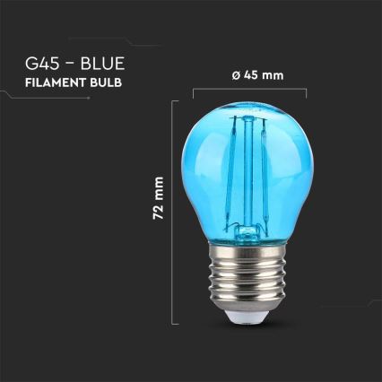Светодиодная лампочка FILAMENT G45 E27/2W/230V синий