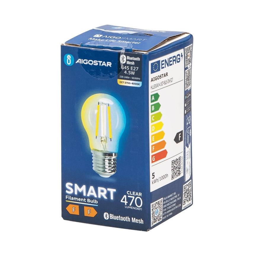 Светодиодная лампочка с регулированием яркости FILAMENT MESH Smart G45 E27/4,5W/230V 2700-6500K - Aigostar