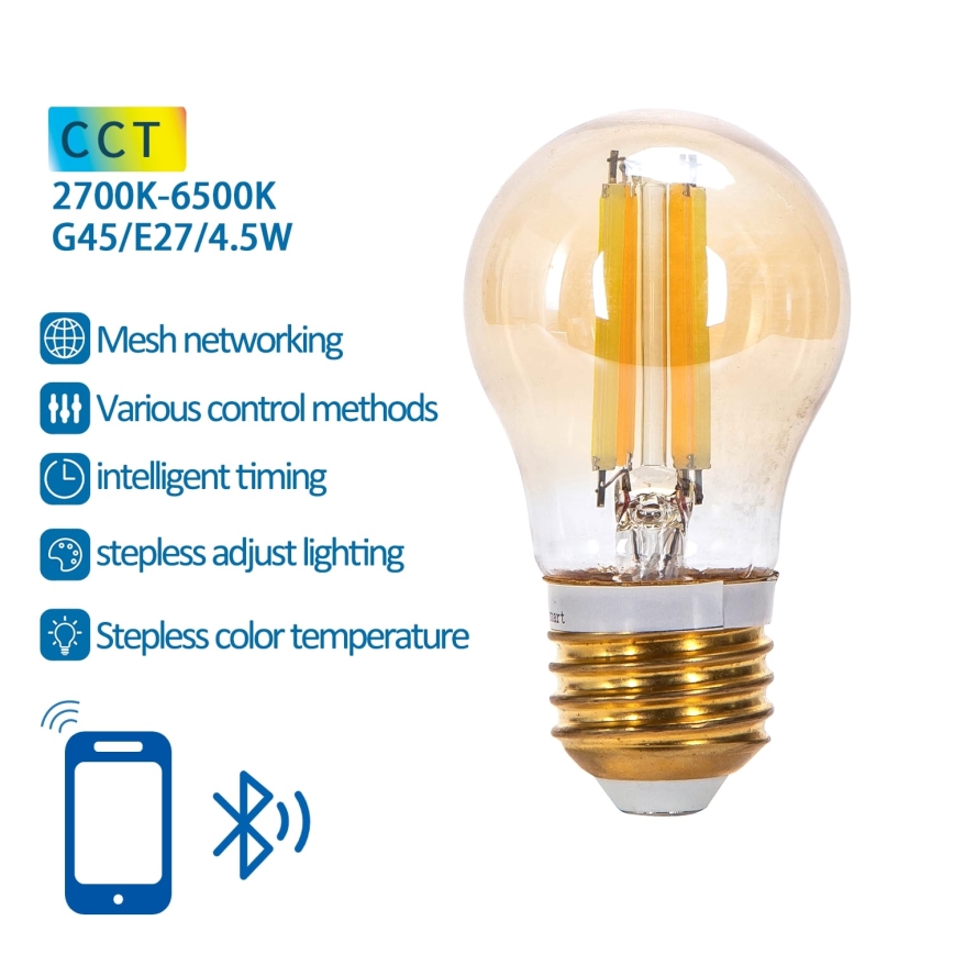 Светодиодная лампочка с регулированием яркости FILAMENT MESH Smart G45 E27/4,5W/230V 2700-6500K - Aigostar