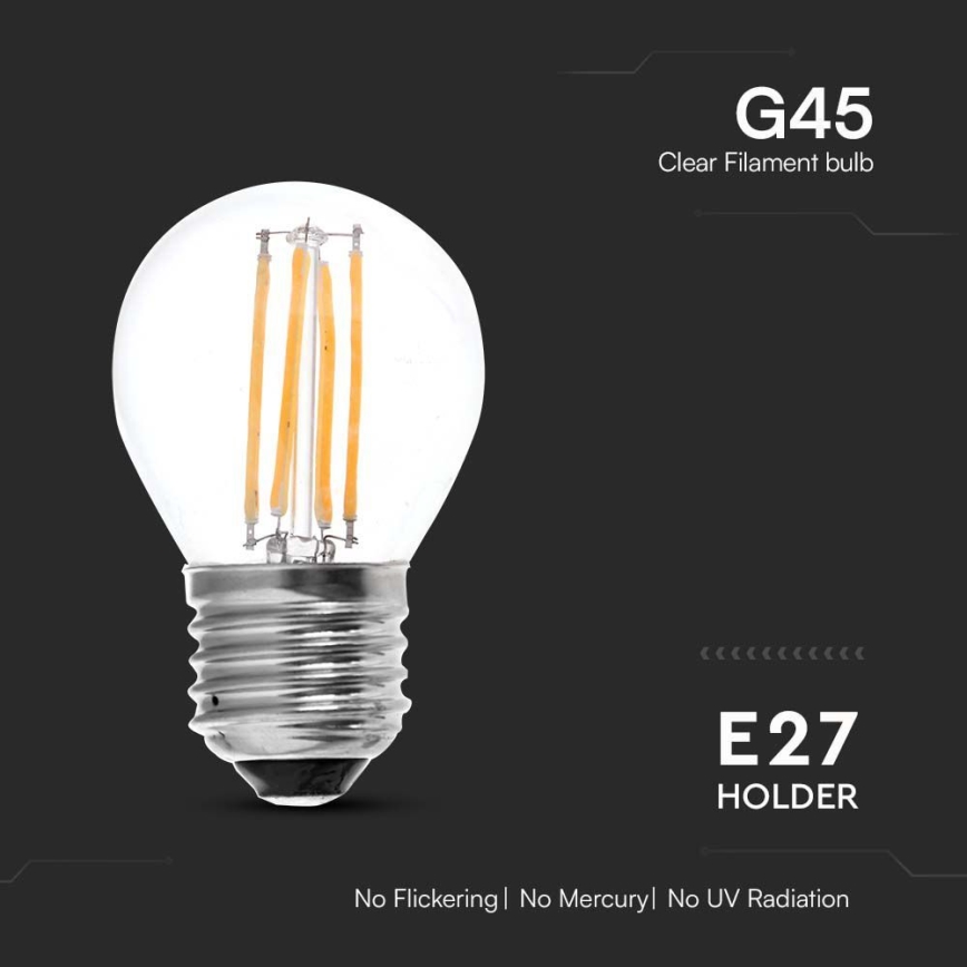 Светодиодная лампочка FILAMENT G45 E27/6W/230V 4000K