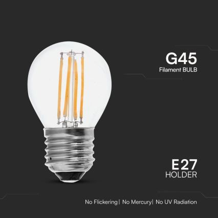 Светодиодная лампочка FILAMENT G45 E27/6W/230V 6500K