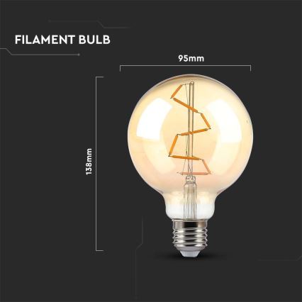 Светодиодная лампочка FILAMENT G95 E27/4W/230V 2200K