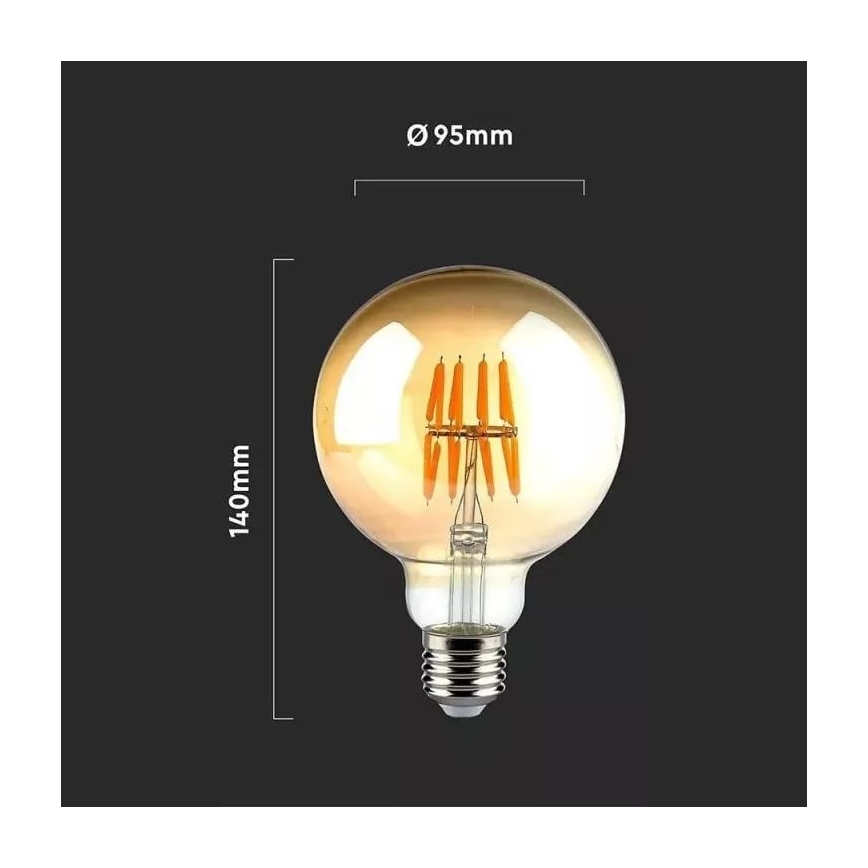 Светодиодная лампочка FILAMENT G95 E27/8W/230V 2200K