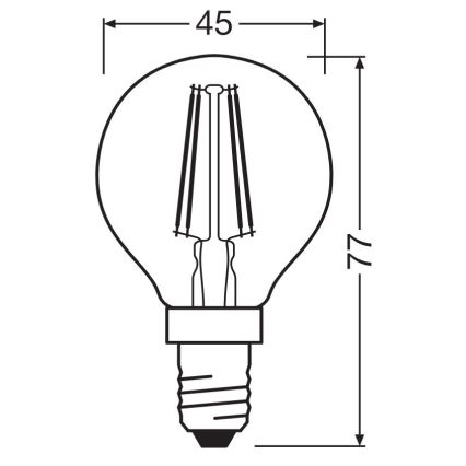Светодиодная лампочка FILAMENT P40 E14/4W/230V 2700K - Osram