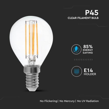 Светодиодная лампочка FILAMENT P45 E14/6W/230V 2700K