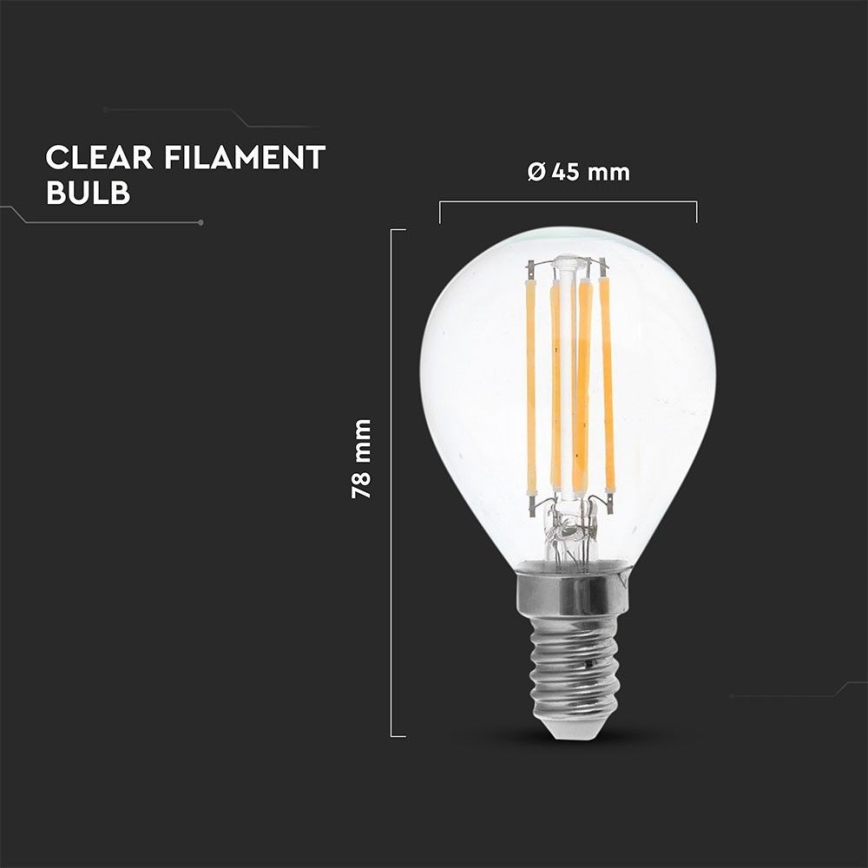 Светодиодная лампочка FILAMENT P45 E14/6W/230V 2700K