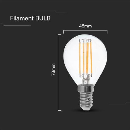 Светодиодная лампочка FILAMENT P45 E14/6W/230V 4000K