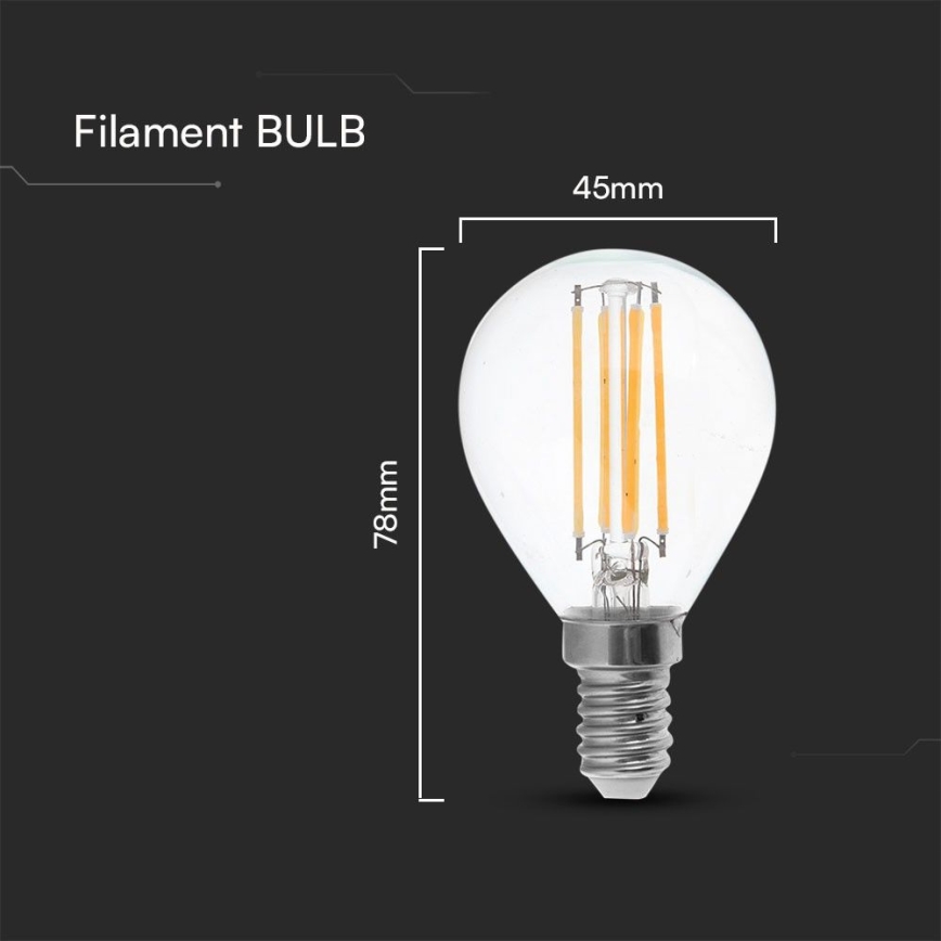 Светодиодная лампочка FILAMENT P45 E14/6W/230V 4000K