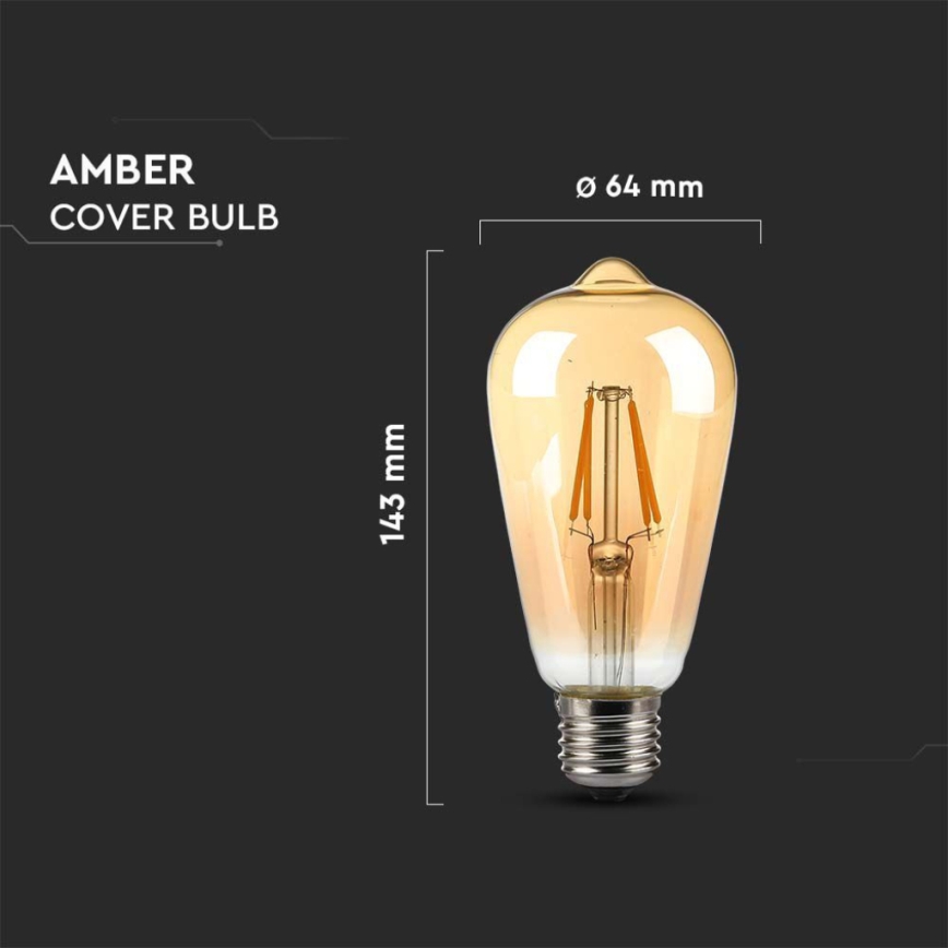 Светодиодная лампочка FILAMENT ST64 E27/4W/230V 2200K