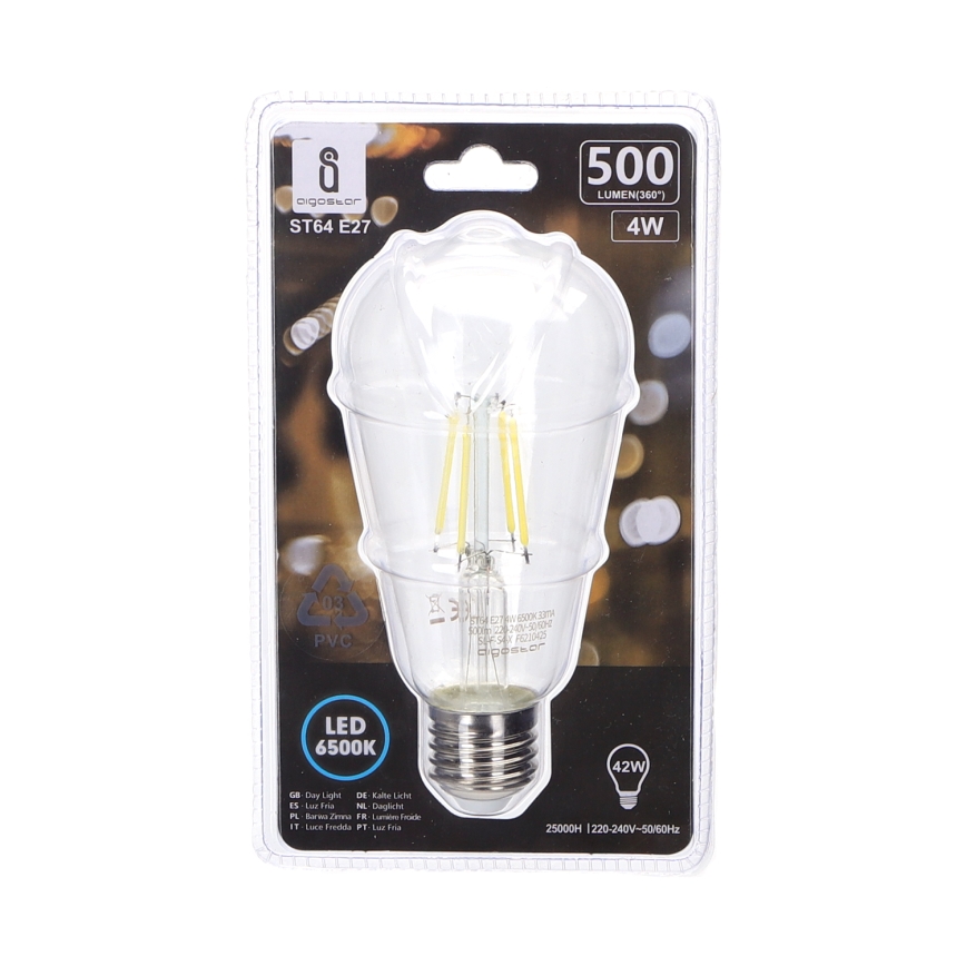Светодиодная лампочка FILAMENT ST64 E27/4W/230V 6500K - Aigostar
