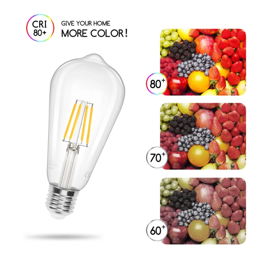 Светодиодная лампочка FILAMENT ST64 E27/6W/230V 2700K - Aigostar