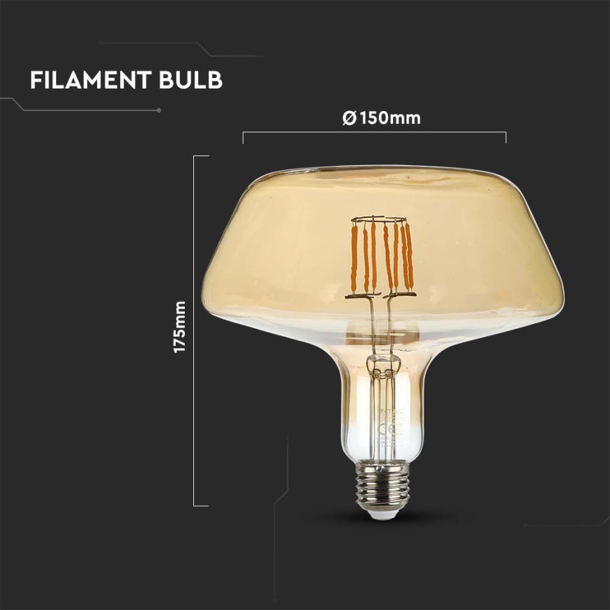 Светодиодная лампочка FILAMENT T180 E27/8W/230V 1800K