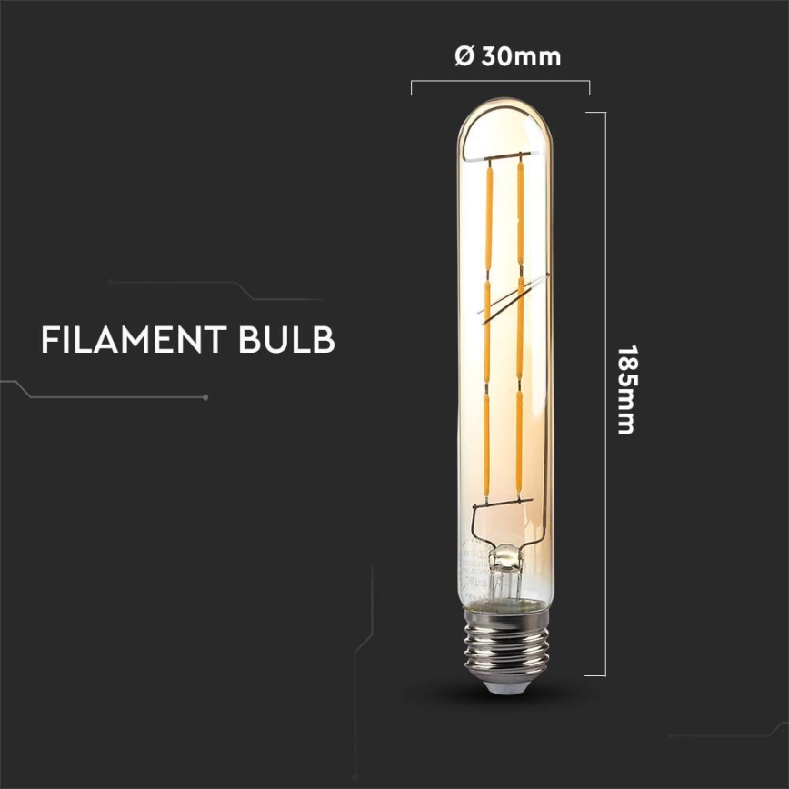 Светодиодная лампочка FILAMENT T30 E27/6W/230V 2200K