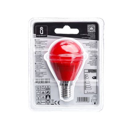 Светодиодная лампочка G45 E14/4W/230V красный - Aigostar