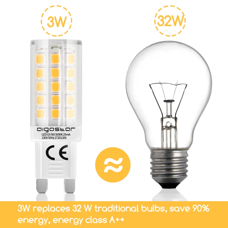 Светодиодная лампочка G9/3W/230V 3000K - Aigostar