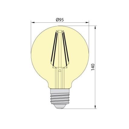 Светодиодная лампочка LEDSTAR AMBER G95 E27/8W/230V 2200K