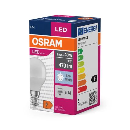 Светодиодная лампочка P40 E14/4,9W/230V 4000K - Osram