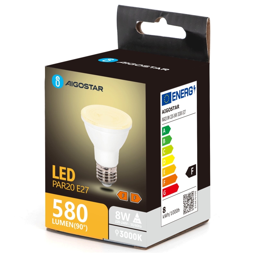 Светодиодная лампочка PAR20 E27/8W/230V 3000K - Aigostar