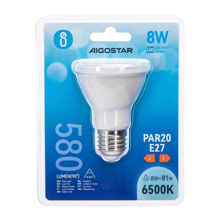 Светодиодная лампочка PAR20 E27/8W/230V 6500K - Aigostar