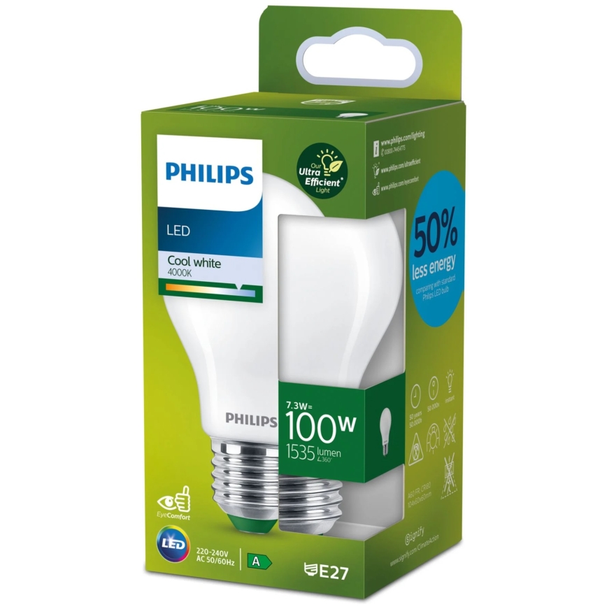 Светодиодная лампочка Philips A60 E27/7,3W/230V 4000K