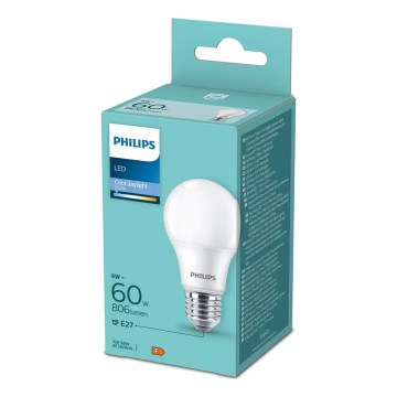 Светодиодная лампочка Philips A60 E27/8W/230V 6500K