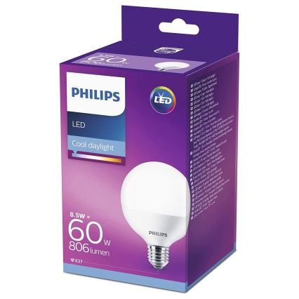 Светодиодная лампочка Philips G95 E27/8,5W/230V 6500K