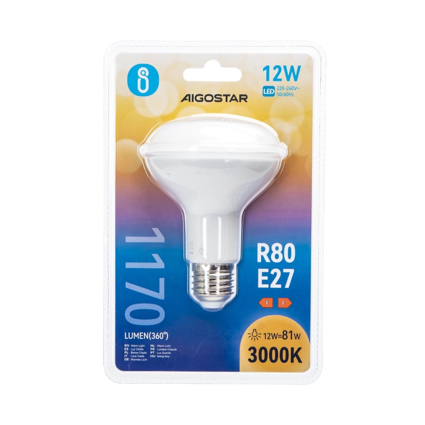 Светодиодная лампочка R80 E27/12W/230V 3000K - Aigostar