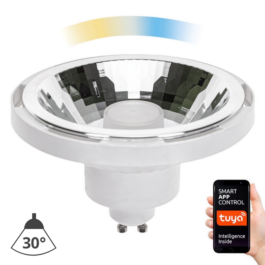 Светодиодная лампочка с регулированием яркости AR111 GU10/10W/230V 3000-6500K Wi-Fi Tuya 30° белый