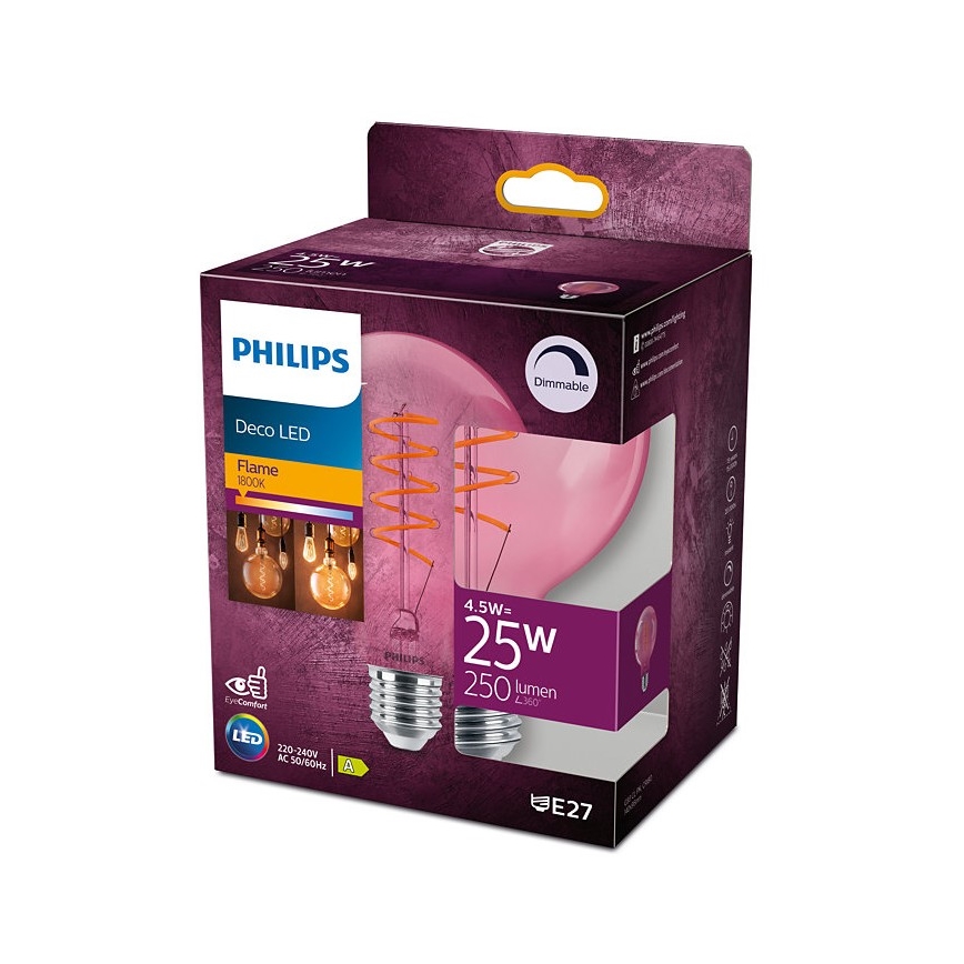 Светодиодная лампочка с регулированием яркости DECO Philips G93 E27/4,5W/230V 1800K
