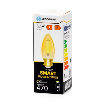 Светодиодная лампочка с регулированием яркости FILAMENT C35 E27/4,5W/230V 2700-6500K Wi-Fi - Aigostar
