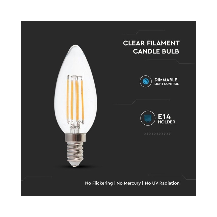 Светодиодная лампочка с регулированием яркости FILAMENT E14/4W/230V 3000K