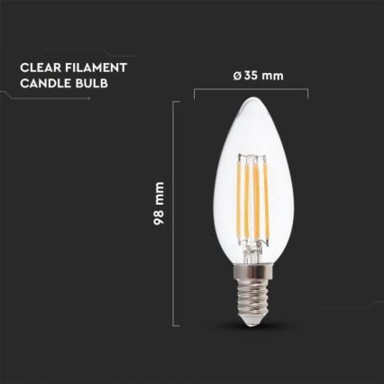 Светодиодная лампочка с регулированием яркости FILAMENT E14/4W/230V 3000K