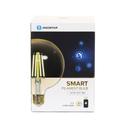 Светодиодная лампочка с регулированием яркости FILAMENT G125 E27/6W/230V 2700-6500K Wi-Fi - Aigostar