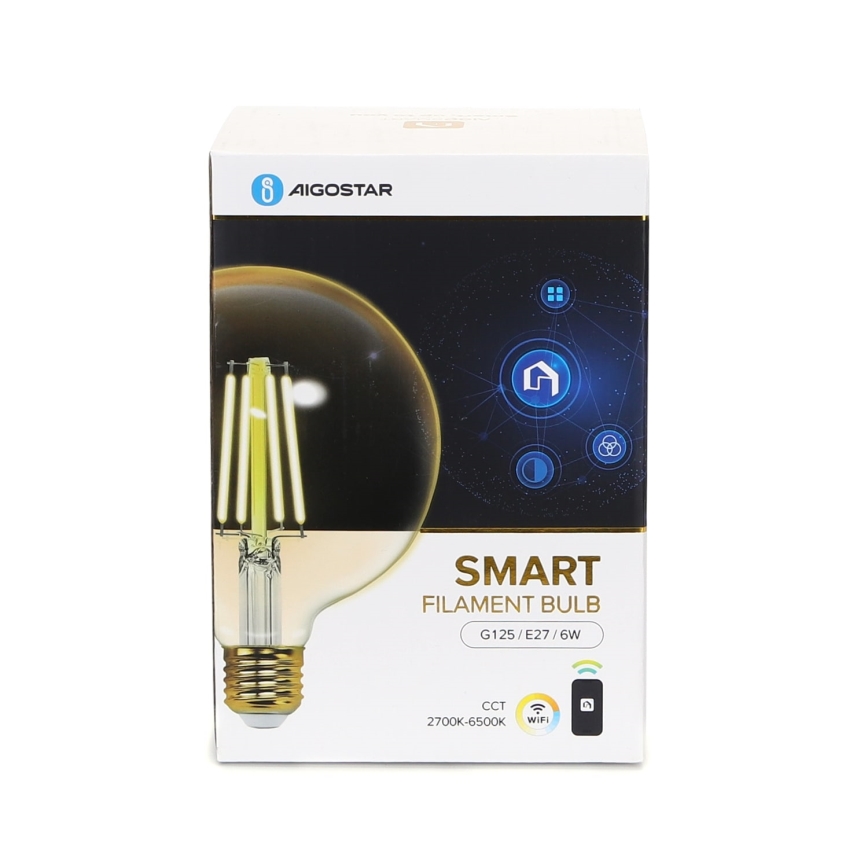 Светодиодная лампочка с регулированием яркости FILAMENT G125 E27/6W/230V 2700-6500K Wi-Fi - Aigostar