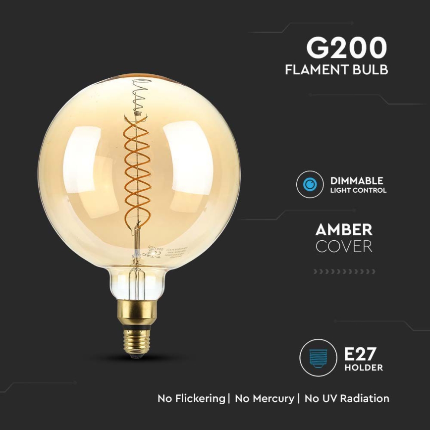 Светодиодная лампочка с регулированием яркости FILAMENT G200 E27/8W/230V 1800K
